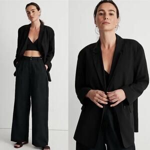 Madewell The Relaxed Blazer in Softdrape True Black‎ NJ736 XXS Minimalist Career